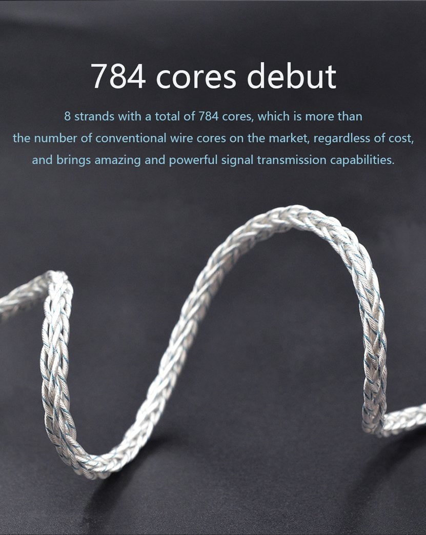 KZ - 90-8 High Resolution 784 Core Upgrade Cable - Silver & Blue KZ - 90-8 High Resolution 784 Core Upgrade Cable - Silver & Blue